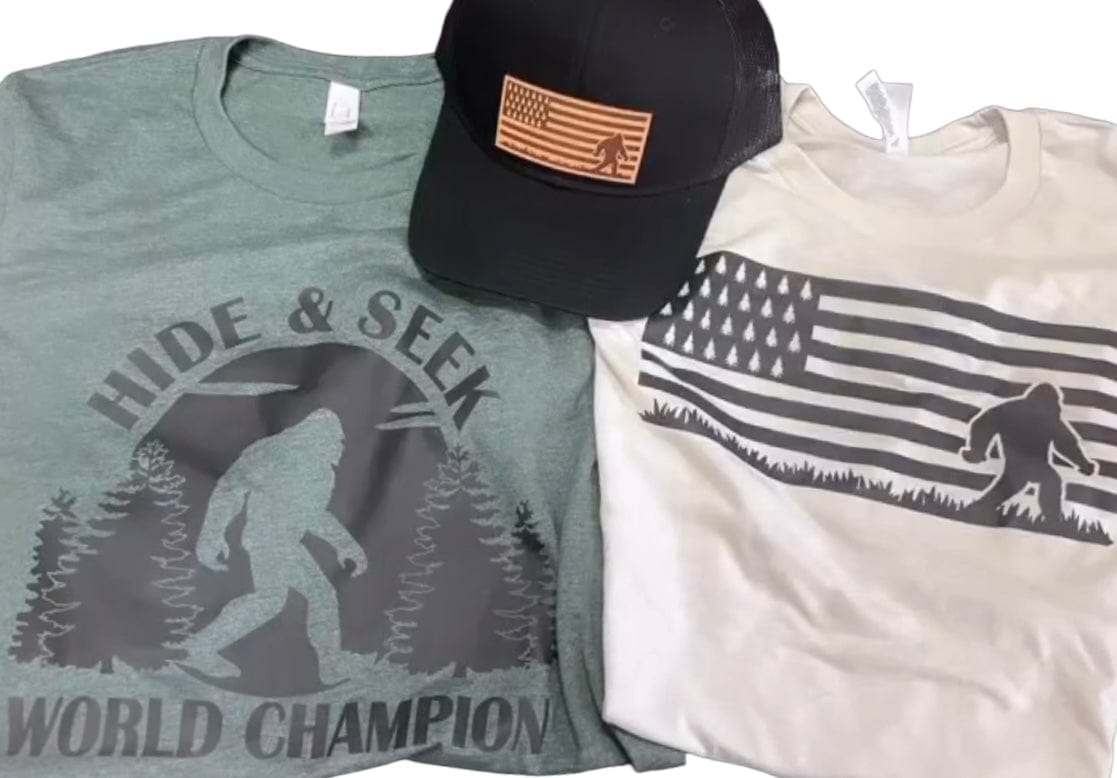 208 Tees Leather Patch Patriotic Bigfoot Hat-Black