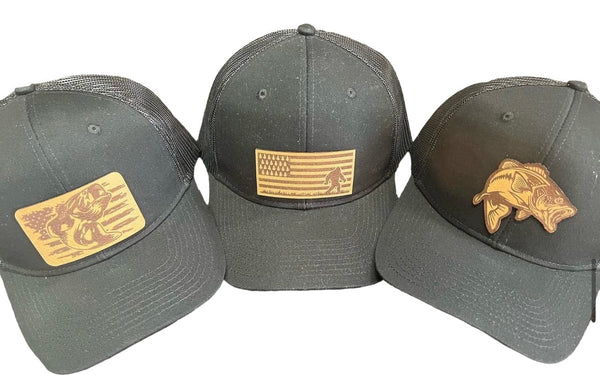 208 Tees Leather Patch Patriotic Bigfoot Hat-Black