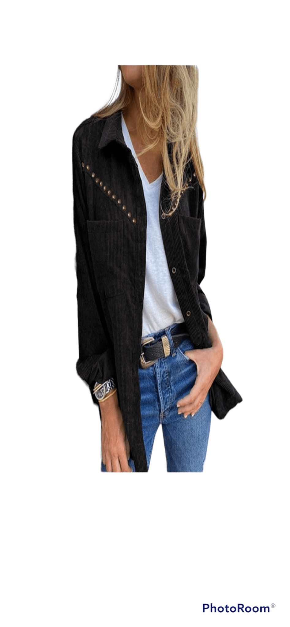 Brand of Bliss Black Corduroy Button