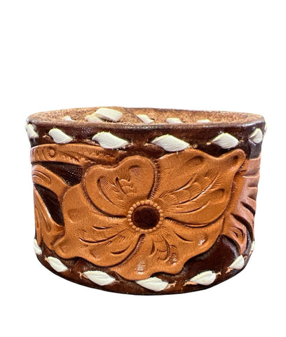 Brand of Bliss Brown Buckstitch Leather Snap Bracelet