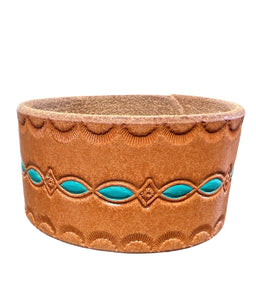 Brand of Bliss Brown Leather Snap Bracelet with Turquoise