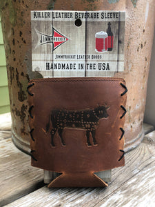 Brand of Bliss Cow Cuts Leather Can Cooler - Koozie