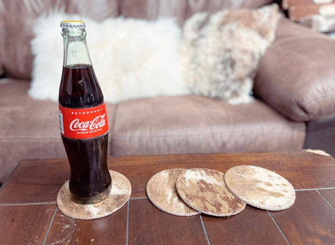 Brand of Bliss Cowhide Gold Acid Wash Coaster - 4pc Set