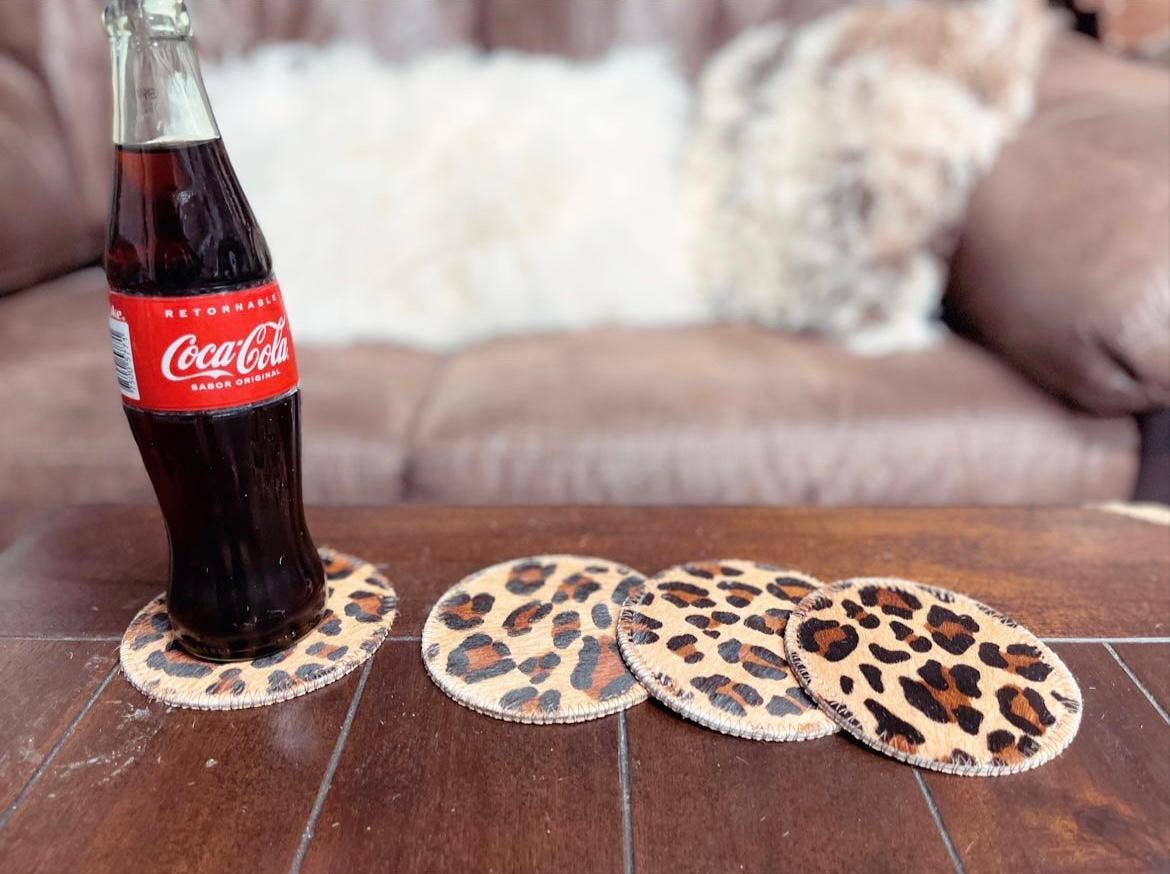 Brand of Bliss Cowhide Leopard Print Coaster - 4pc Set