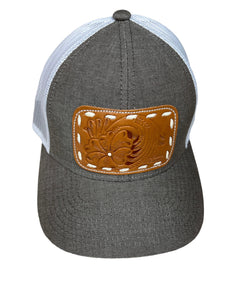 Brand of Bliss Grey & White Leather Patch Engraved Hats