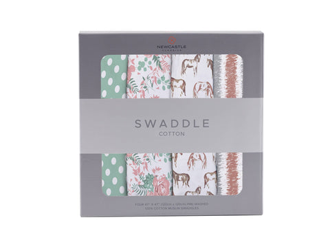 Brand of Bliss Horses and Roses Swaddle 4 Pack