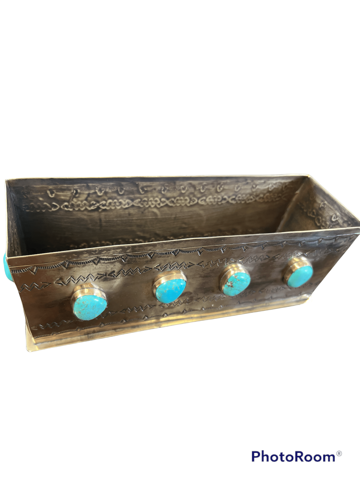 Brand of Bliss Rectangle Rustic Turquoise Planter