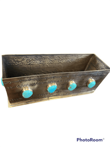 Brand of Bliss Rectangle Rustic Turquoise Planter