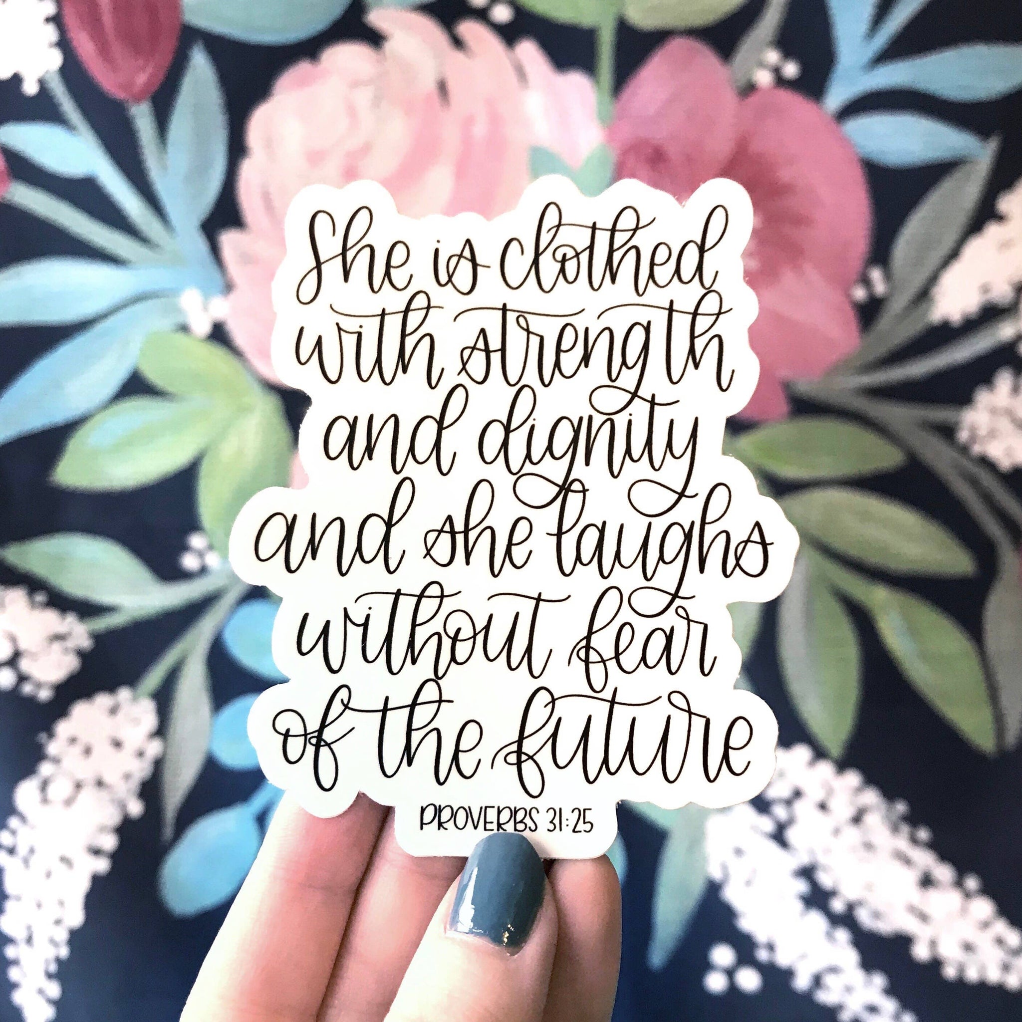 Brand of Bliss She is Clothed Verse Sticker 4x3in.