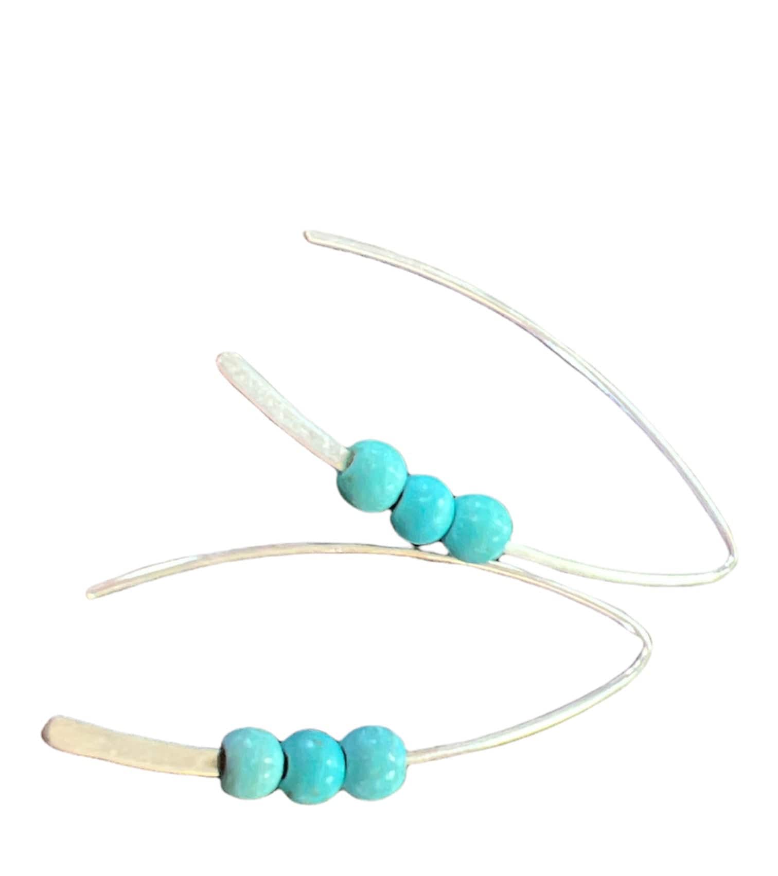 Brand of Bliss Silver and Turquoise Ball Hoops