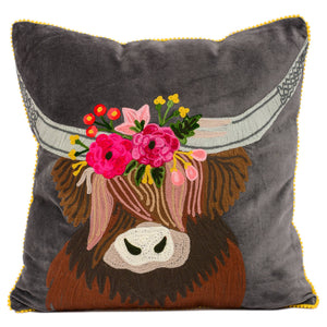 Brand of Bliss Smooth Highland Cow Pillow 18X18"