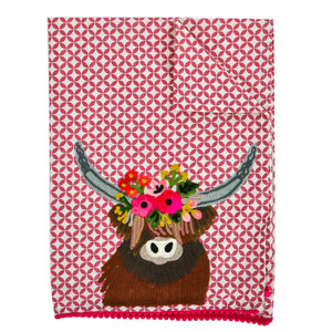 Brand of Bliss Stylish Highland Cow Tea Towel 19 x 27"