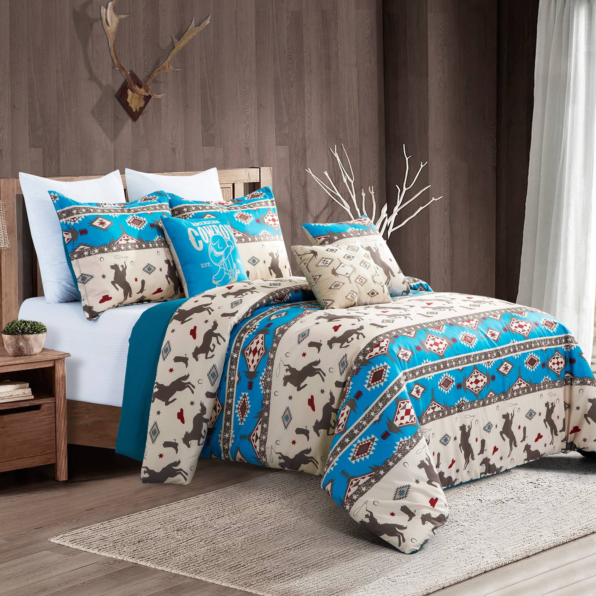 Brand of Bliss Turquoise Cowboy  6pc Comforter Set(PICK UP ONLY)