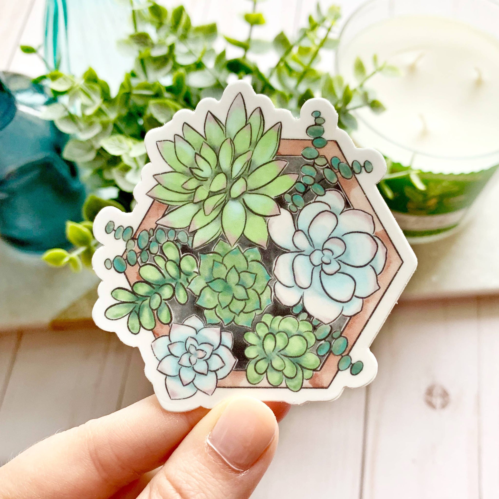 Brand of Bliss Watercolor Succulent Planter 3x3in.