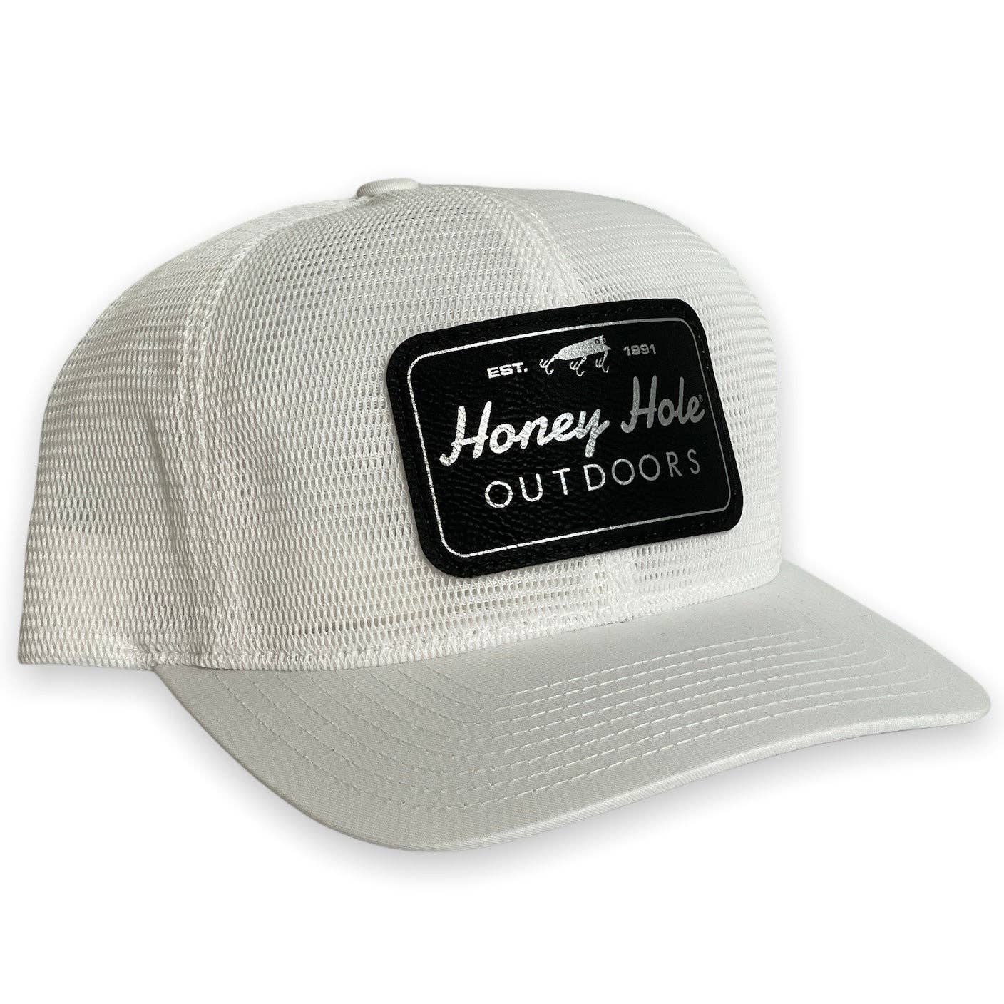 Honey Hole Outdoors Default Snapback - Leather OG Rec - White