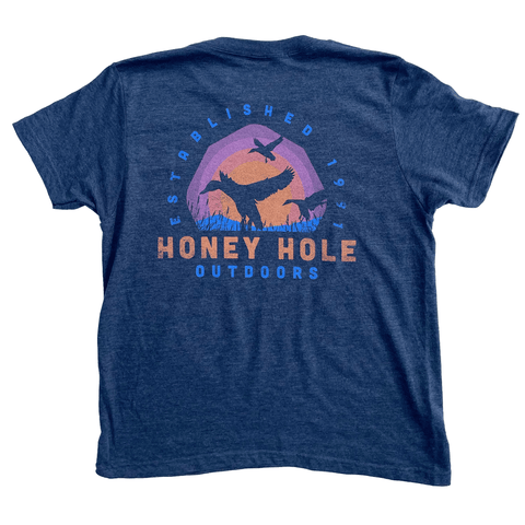 Honey Hole Outdoors Youth Shirt - 3 Ducks - Heather Denim