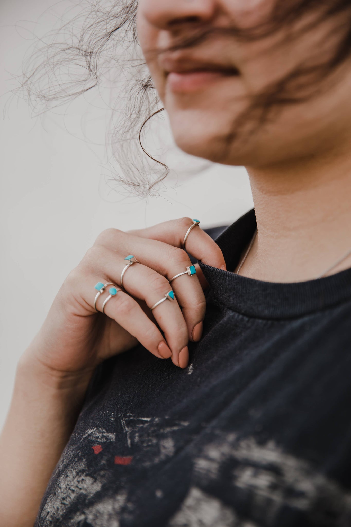 Rainbow Trading Post Stacking Rings- Turquoise