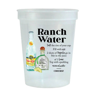 Sip Hip Hooray Drink Ranch Water Watercolor Reusable Stadium Cups - Set of 6
