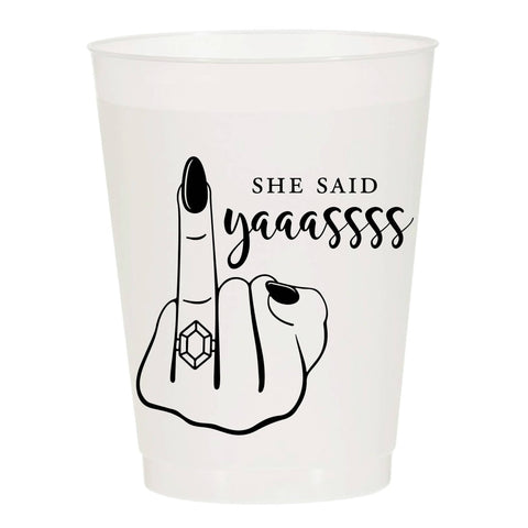 Sip Hip Hooray Drink She Said Yas Engagement Ring Finger Set of 10 Reusable Cups